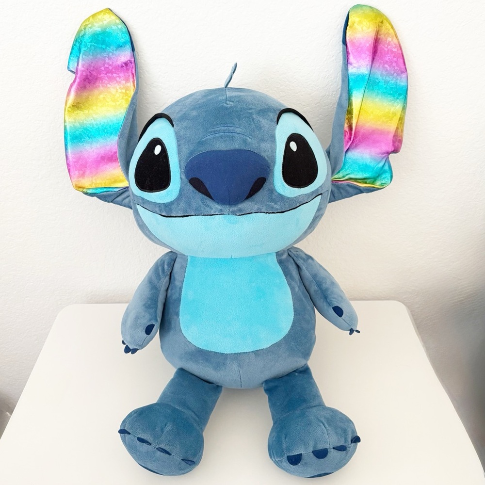Disney 28” Large Stitch Plush Toy with Metallic Rainbow Ears